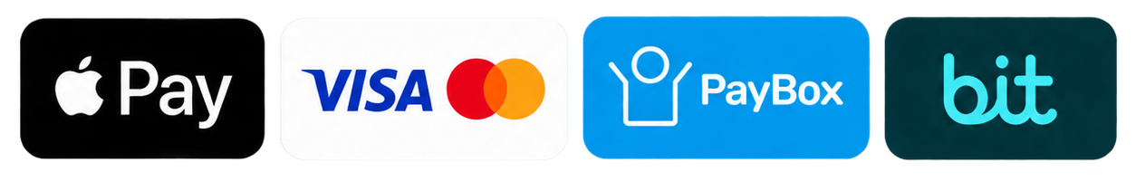 Apple Pay, Visa, Mastercard, PayBox ו-Bit